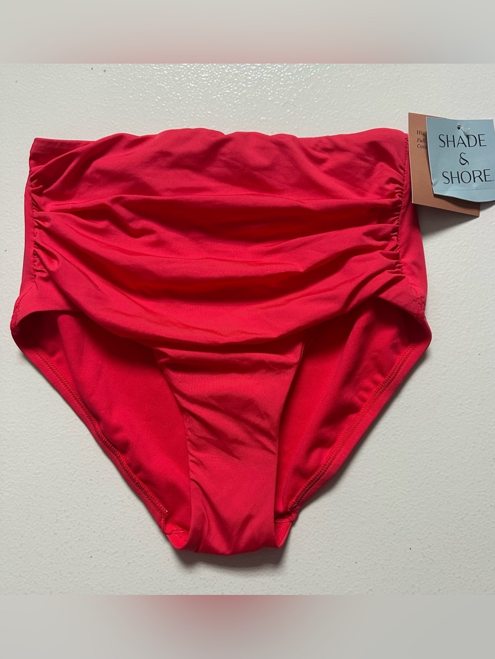 Shade & Shore High-Waist Bikini Bottoms — Bright Red size xs(0-2)